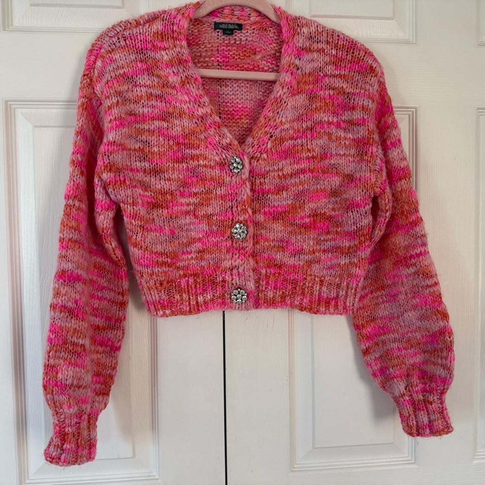 Wild Fable Pink Cardigan Sweater Cropped Knit